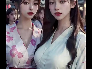 (3D ANIMATED AI-GENERATED MODELS) girlfriends came in yukatas (with pussy masturbation ASMR sound!)